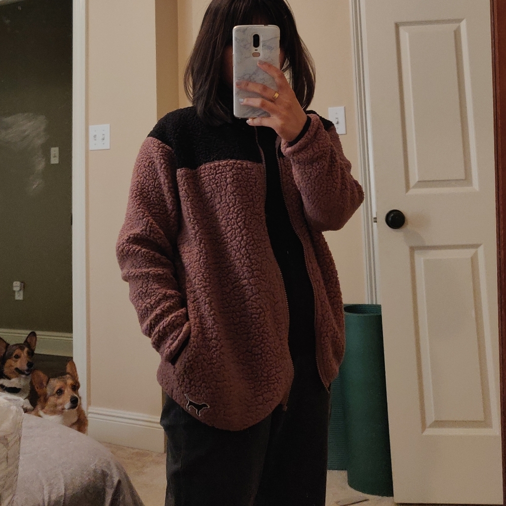 Pink Victoria secrets two tone zip sweater xs